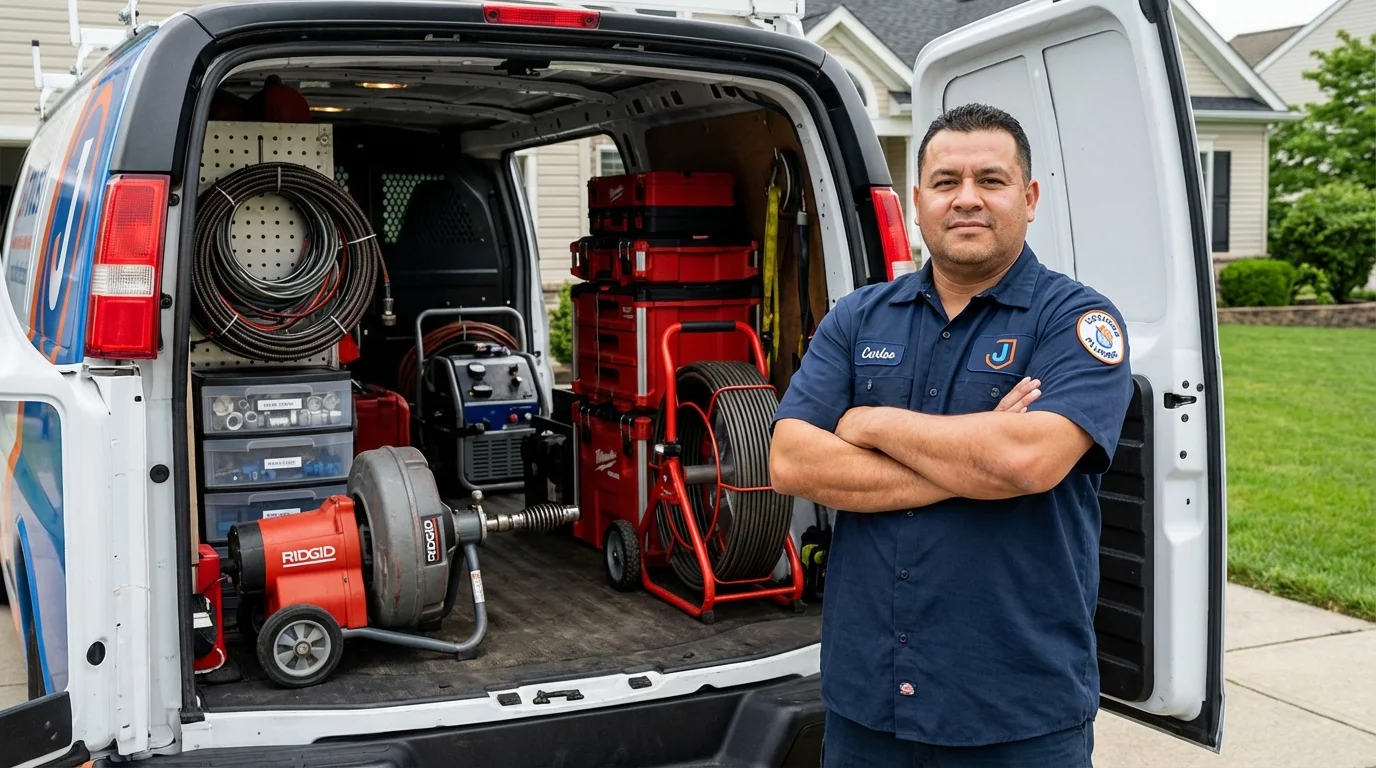 Professional drain cleaning equipment and Johns Plumbing LLC plumber in Arvin