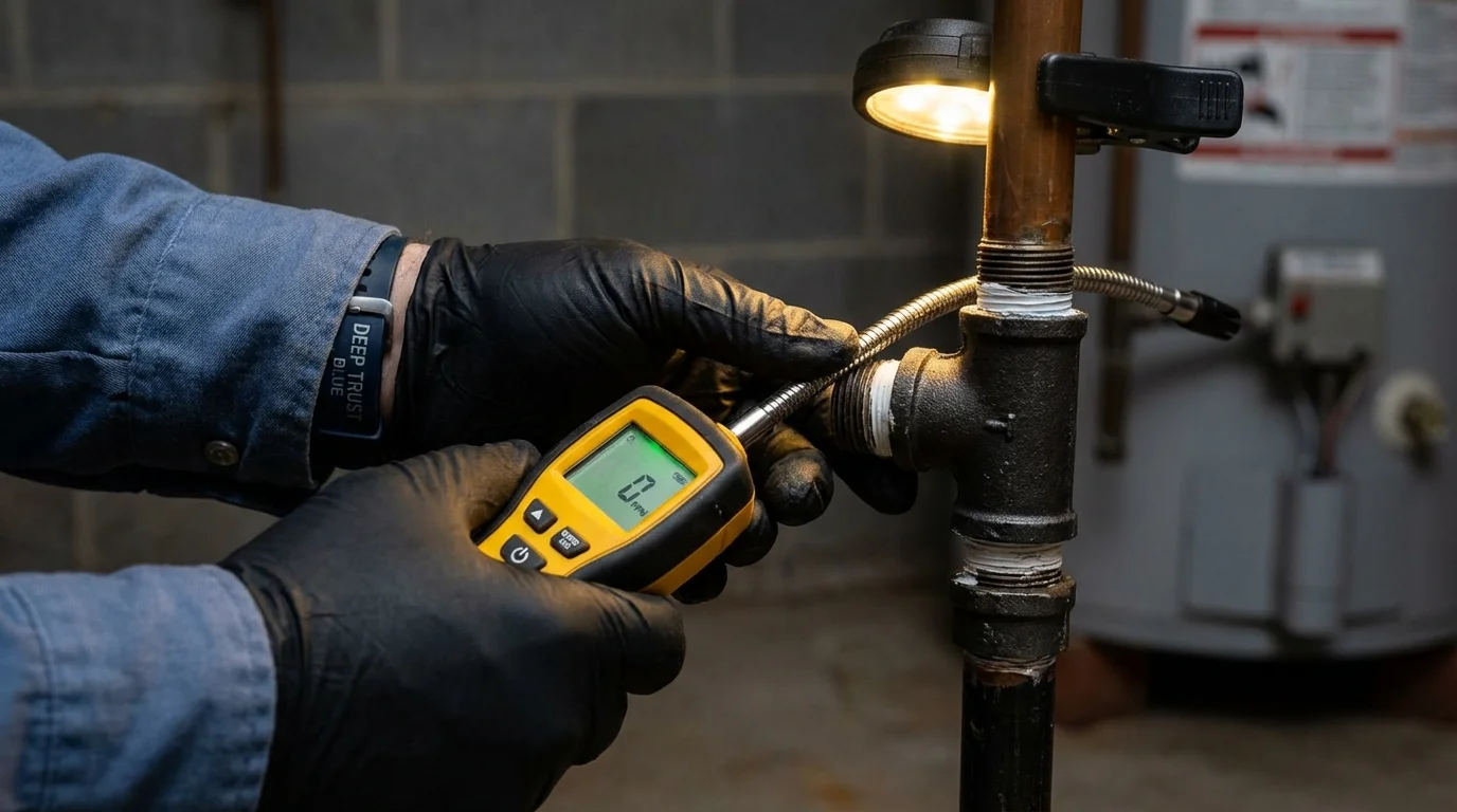 Gas leak detection with electronic sniffer by Johns Plumbing LLC in Arvin