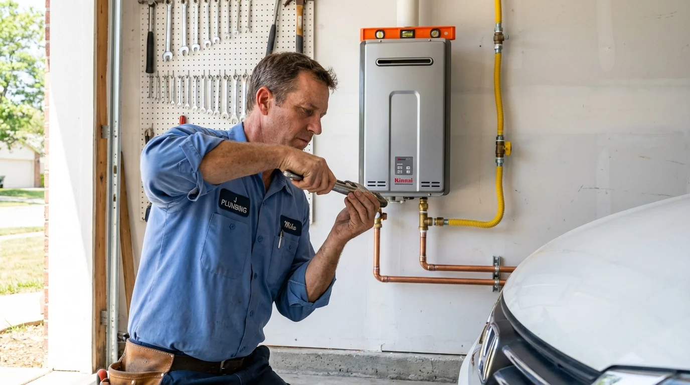 Tankless water heater installation by a Johns Plumbing LLC plumber in Arvin